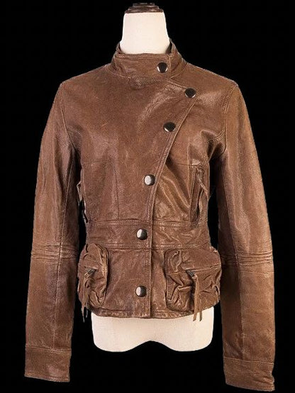 Excellent Haute Hippie Orange Leather Jacket Size M