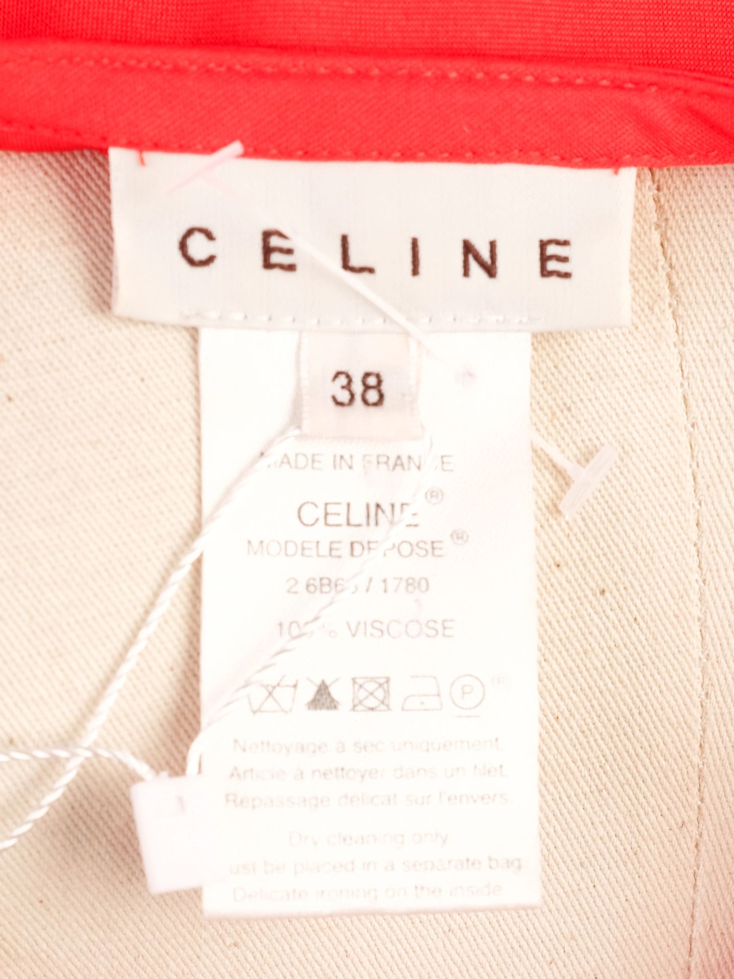 Excellent Celine Red Dress Size M with Bow Detail Viscose