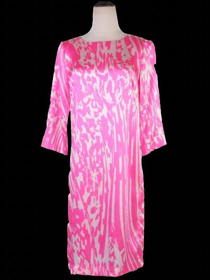 NEW By Malene Birger Pink Silk Dress Size XS with Abstract Pattern