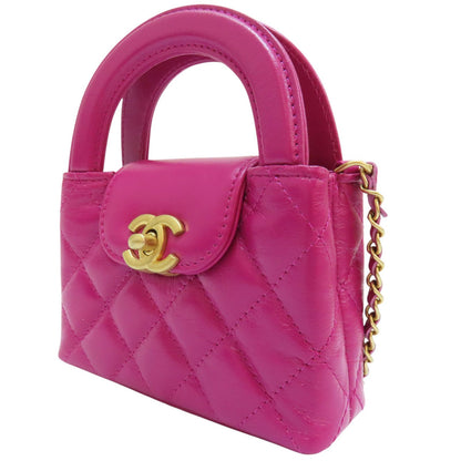 Chanel Matelasse Shoulder Handbag Calfskin Pink Gold Metal