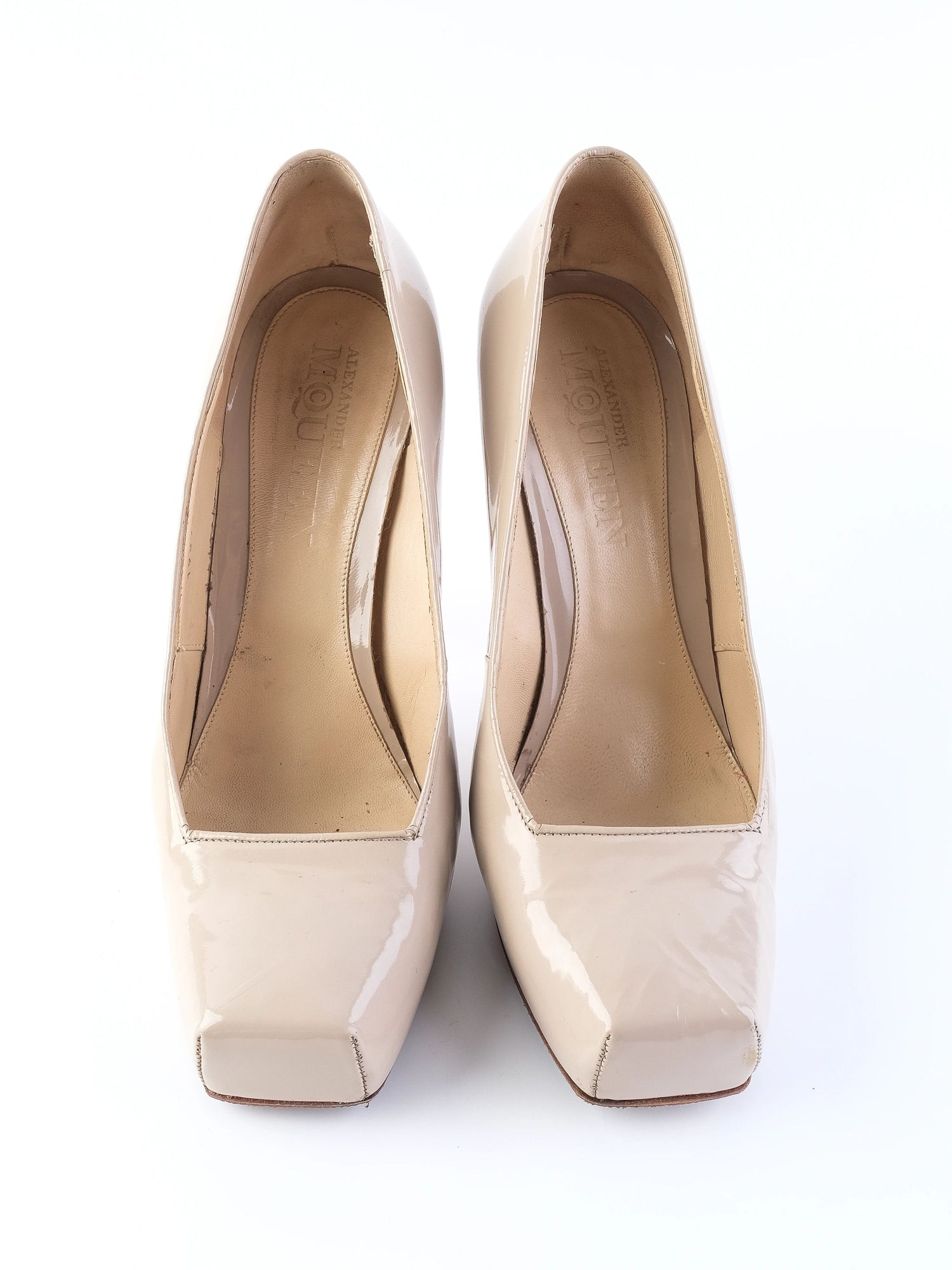 Excellent Alexander McQueen Gray Leather High-Heeled Pumps Size 40