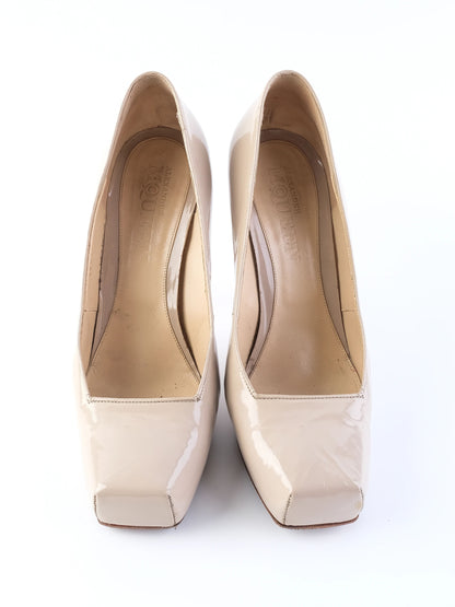 Excellent Alexander McQueen Gray Leather High-Heeled Pumps Size 40