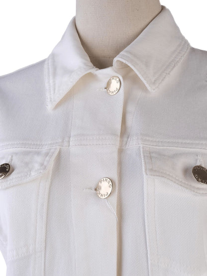 Excellent Pinko White Cotton Denim Jacket Size S Women