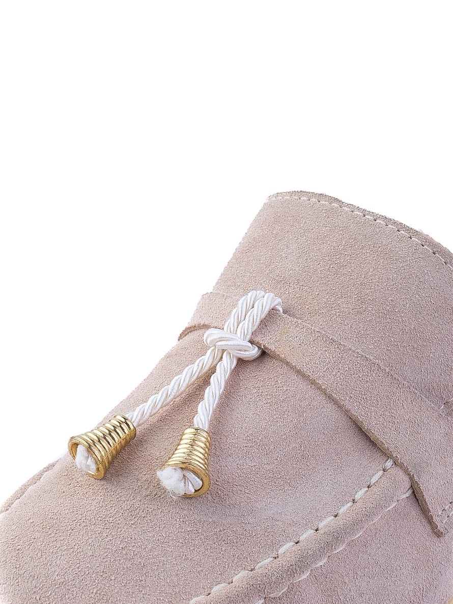 Excellent Condition Beige Suede Loafers with Bow - Women&