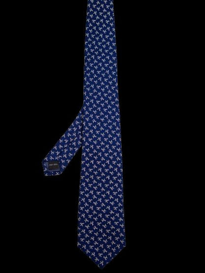 Uww Asia Excellent Blue Silk Tie with Abstract Design