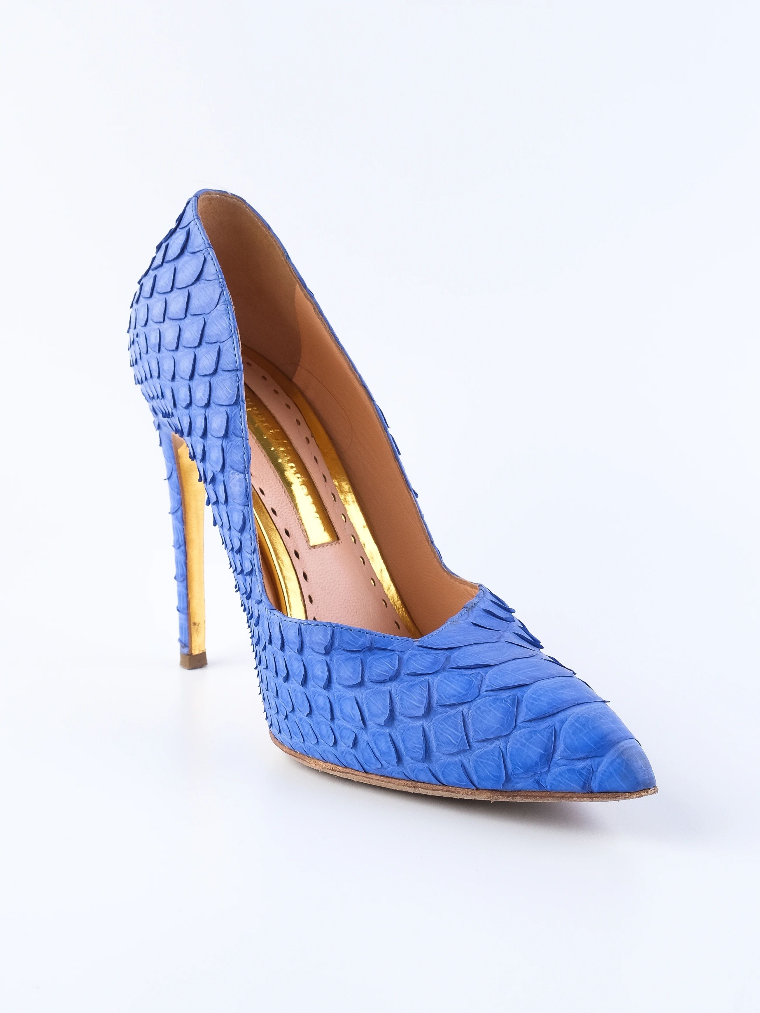 Excellent Rupert Sanderson Blue Leather High-Heeled Shoes Size 39