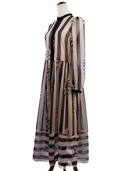 TWINSET Long Striped Dress Floral Patterns Size L Excellent Condition