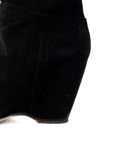 Excellent Giuseppe Zanotti Black Genuine Suede Knee-High Wedge Boots Size 36