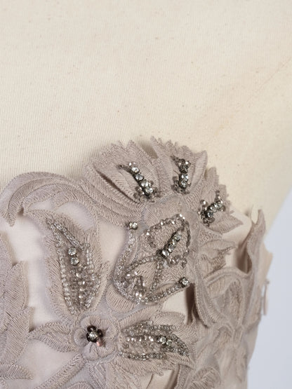 Perfect Karen Millen Gray Silk Strapless Dress Size M