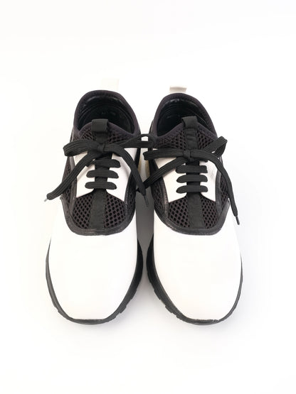 Excellent Sergio Rossi Sneakers Black and White Leather Size 39