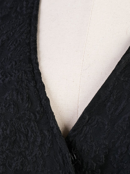 Excellent Ganni Black Long-Sleeved Midi Dress Size M Polyester