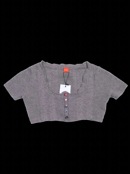 Excellent Hugo Boss Gray Wool Cropped Cardigan Size S