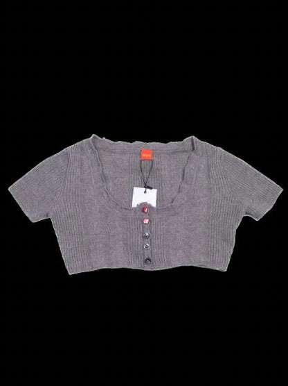 Excellent Hugo Boss Gray Wool Cropped Cardigan Size S