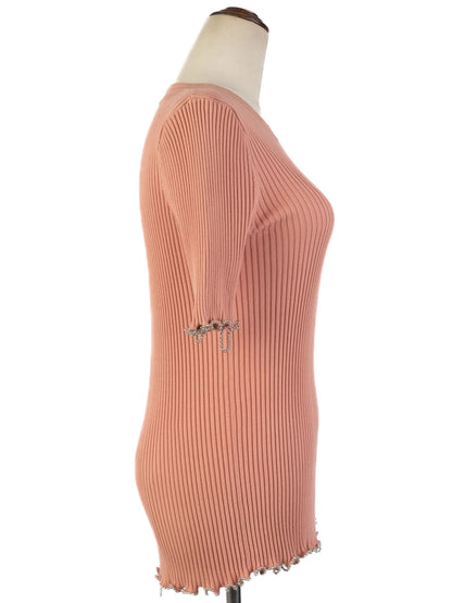 Excellent Alexander Wang Pink Cotton Ribbed Knit Top Size L