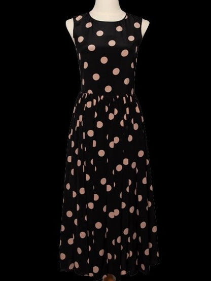 Excellent Red Valentino Black Polka Dot Silk Dress Size XS