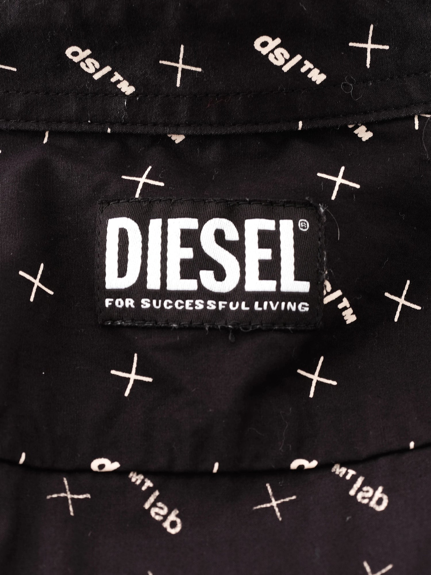 Excellent Diesel Black Cotton Long-Sleeved Shirt Size XL
