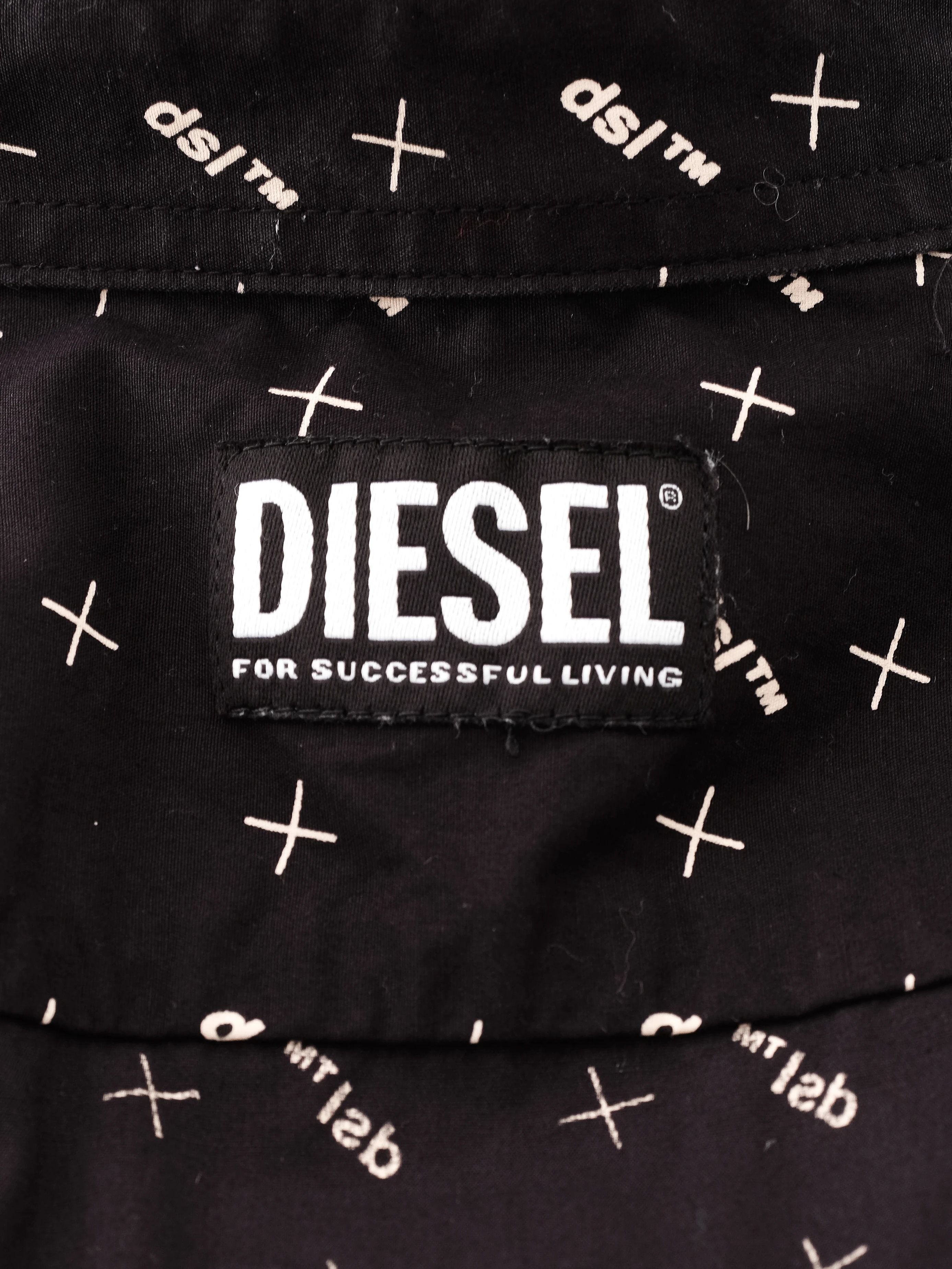 Excellent Diesel Black Cotton Long-Sleeved Shirt Size XL