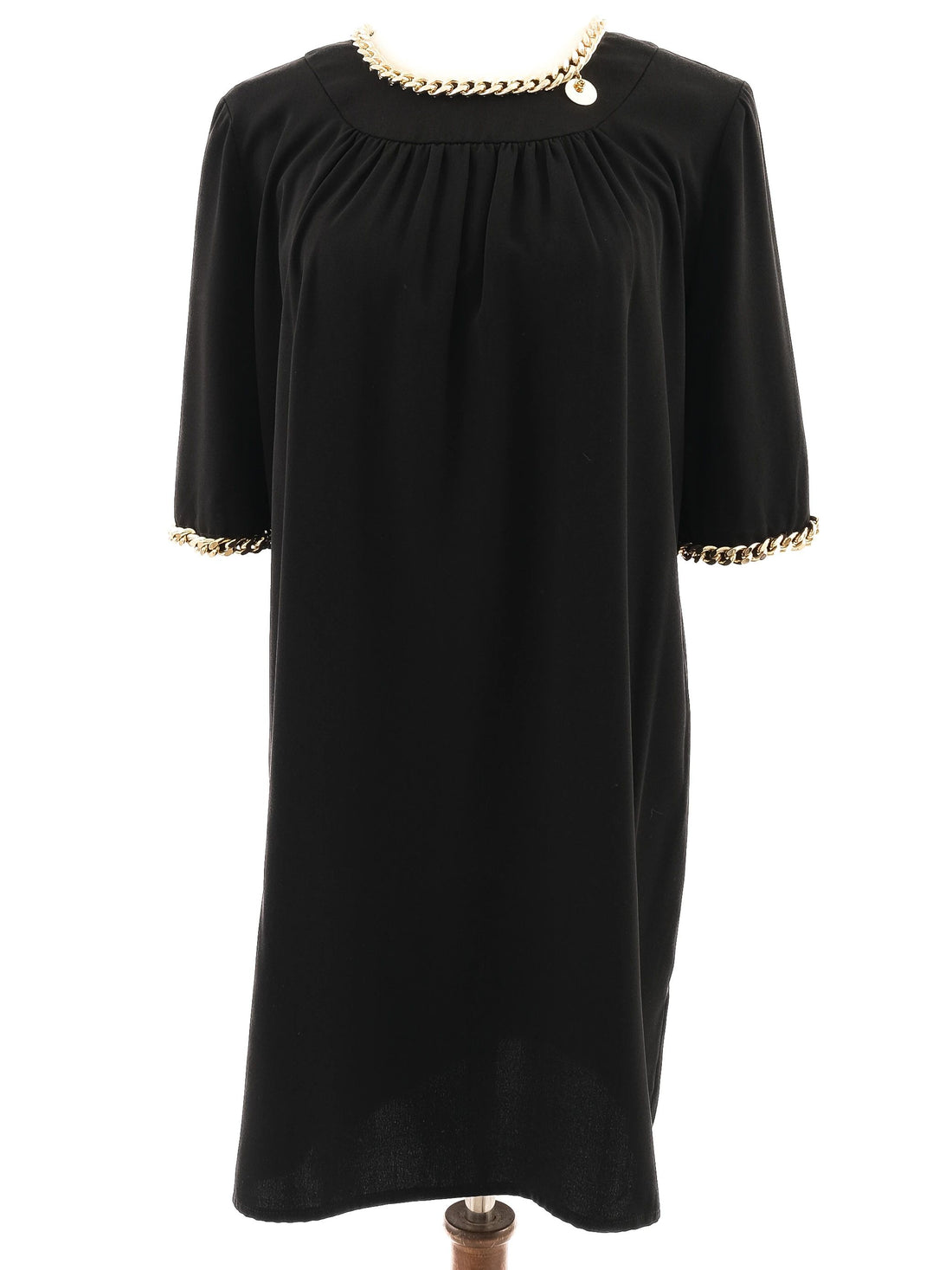 Excellent Elisabetta Franchi Black Dress Size L with Gold Chain Details