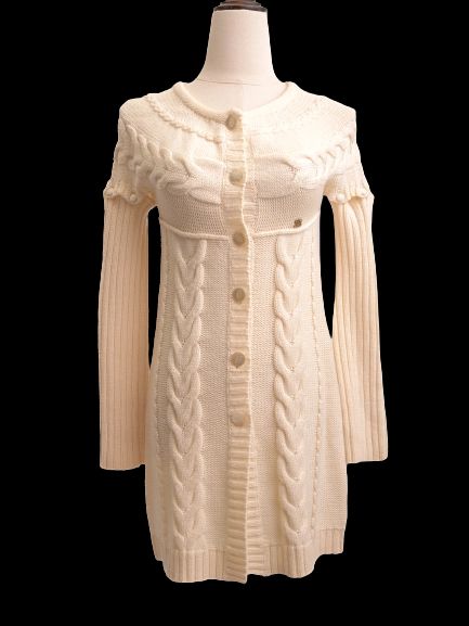 Excellent Miss Blumarine White Wool Cardigan Size M