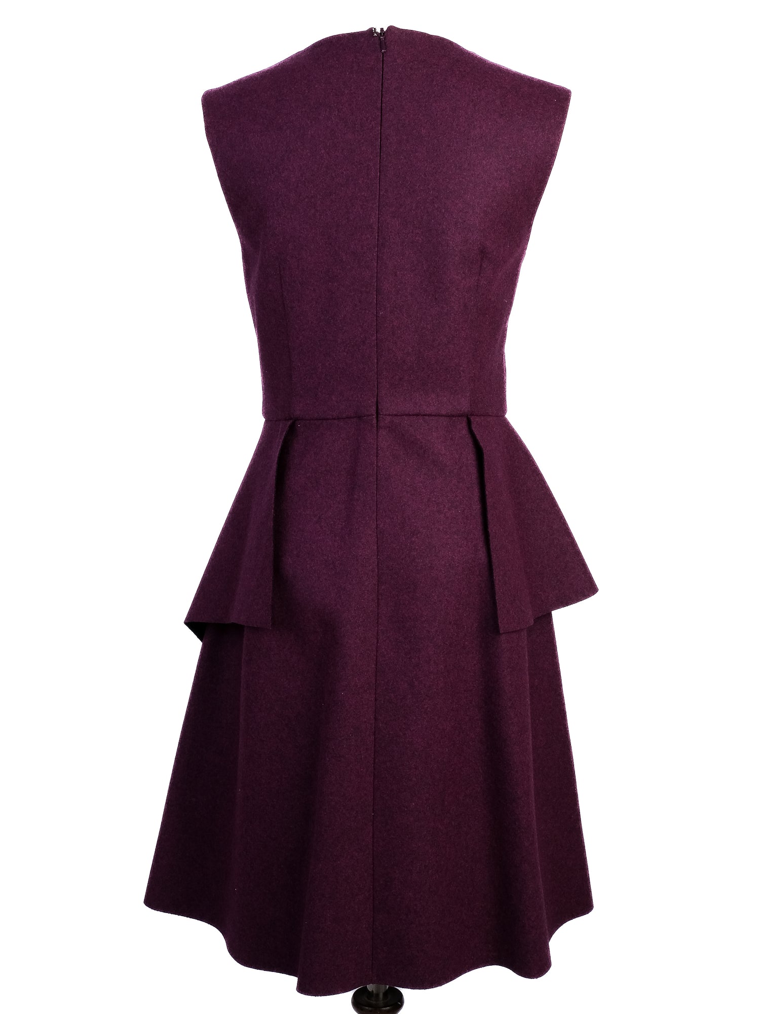Excellent Sportmax Purple Wool Dress Size S with Peplum Detail