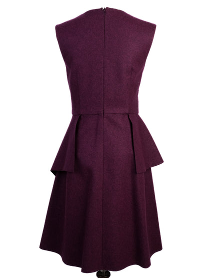 Excellent Sportmax Purple Wool Dress Size S with Peplum Detail