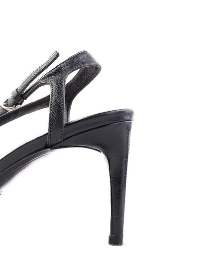Excellent Bally Black High-Heeled Sandals Size 37.5 with Buckle Detail