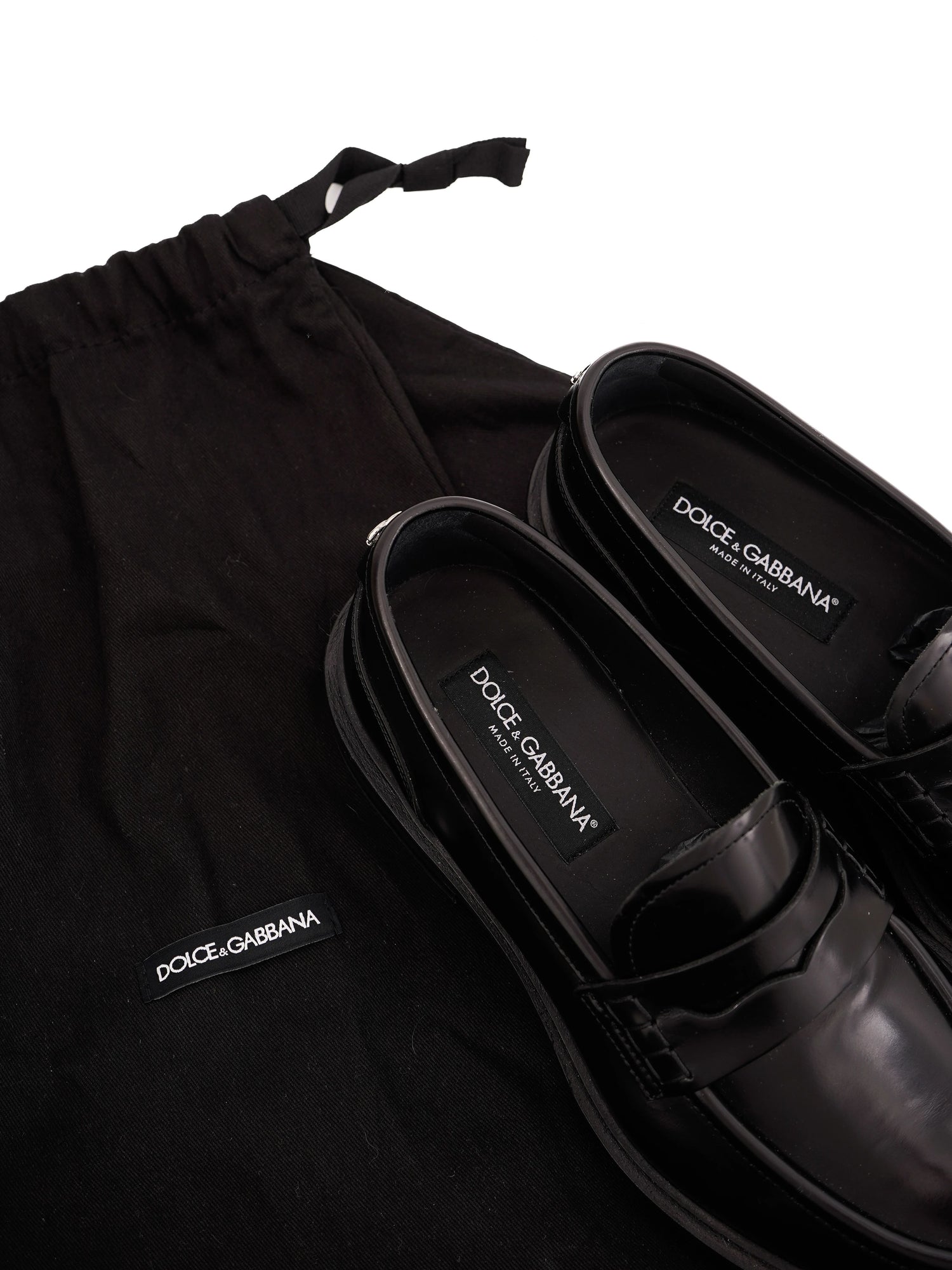 Excellent Dolce Gabbana Black Leather Loafers Size 40 Men