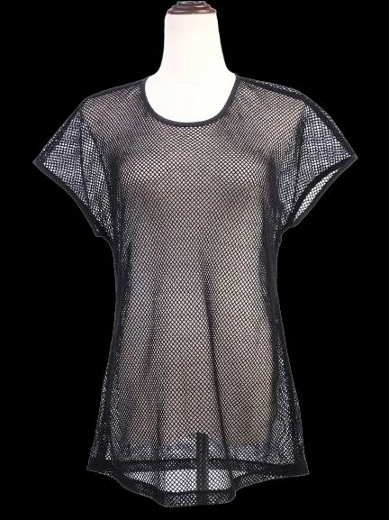 Excellent Dolce Gabbana Black Mesh T-Shirt Size M Silk