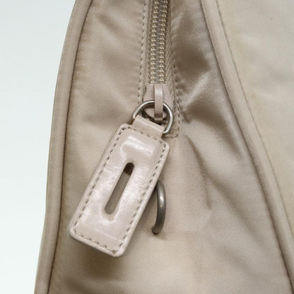 Prada Hand Bag Nylon Beige Silver Auth