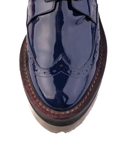 NEW Giorgio Fabiani Blue Patent Leather Lace-Up Shoes Size 36