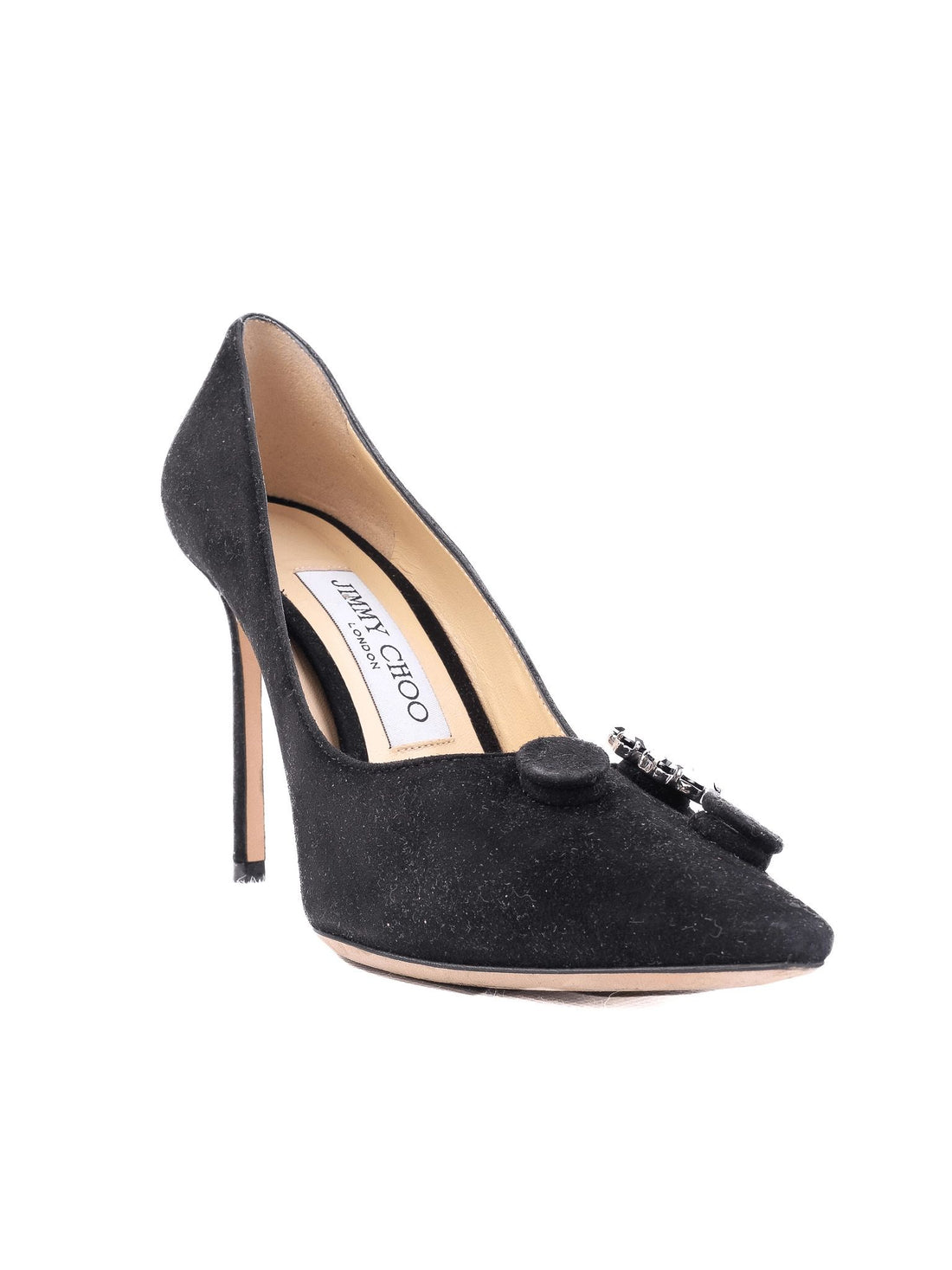 Excellent Jimmy Choo Black High-Heeled Shoes Genuine Suede Size 36