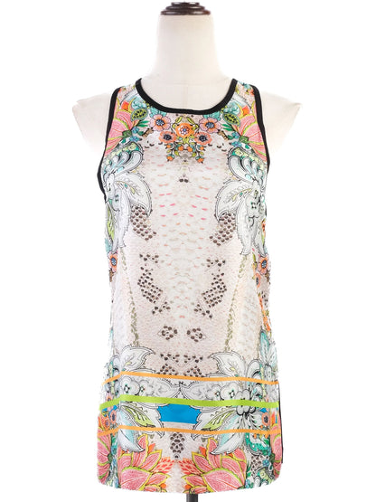 Excellent Roberto Cavalli Floral Silk Tank Top Size M