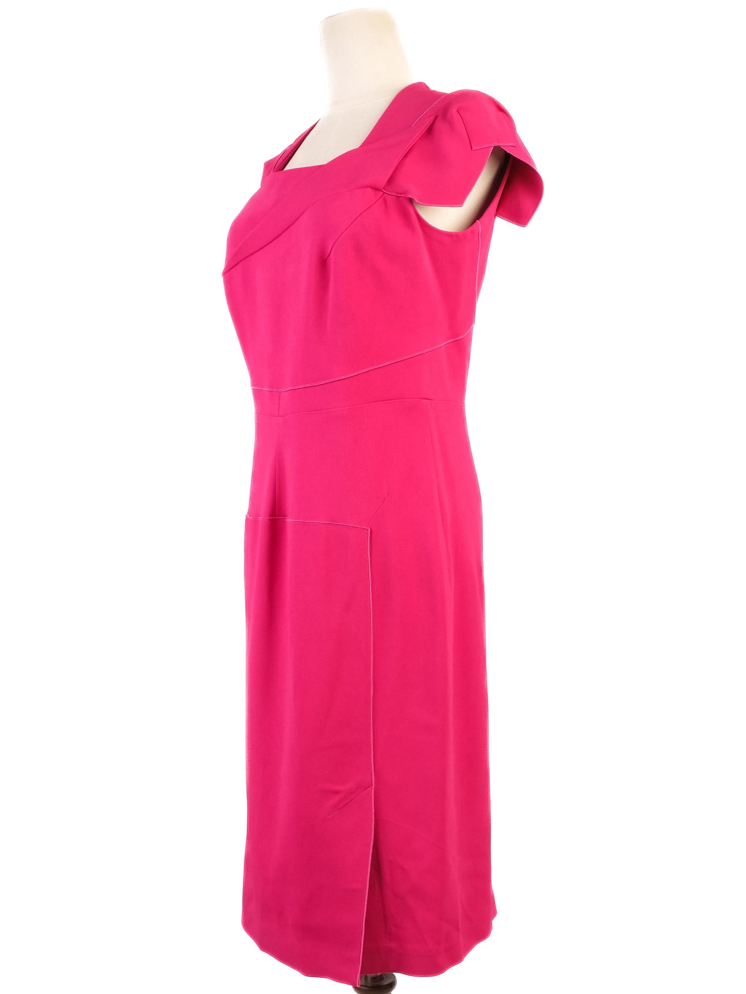 Excellent Roland Mouret Pink Viscose Dress Size XL Square Neckline