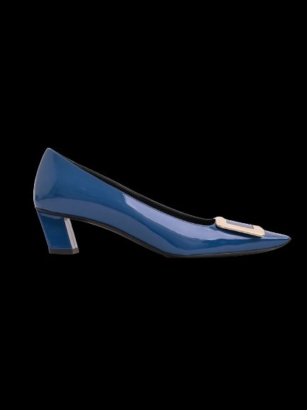NEW Roger Vivier Blue Patent Leather Heeled Shoes Size 37