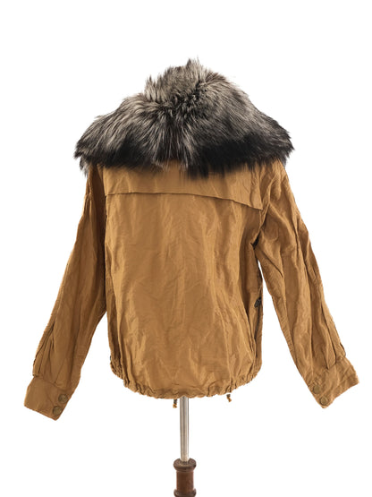 Excellent Brown Jacket with Fur Collar Size S WomenÕs Polyester