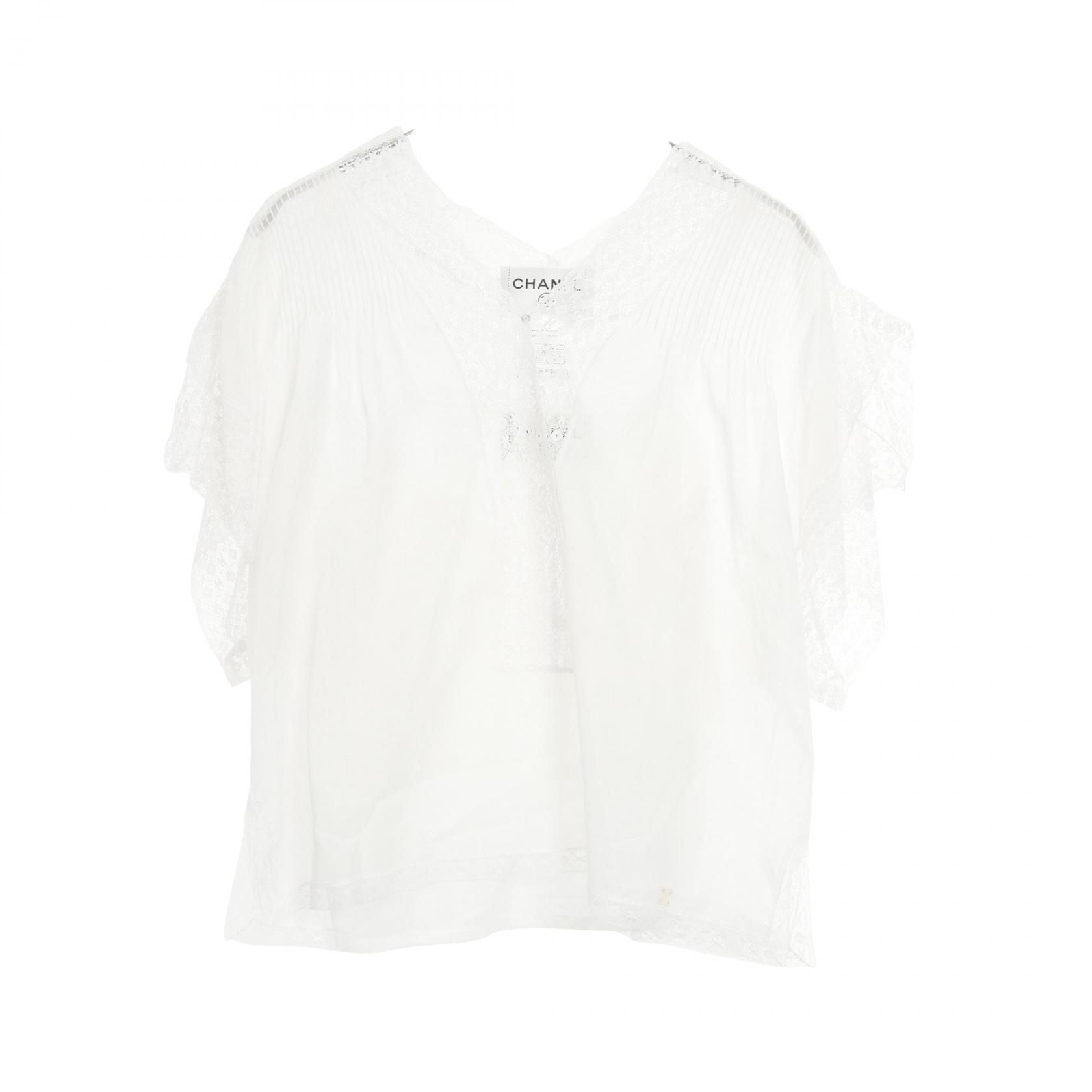 Chanel Beige Coco Mark Blouse Cotton P 17796w 02793