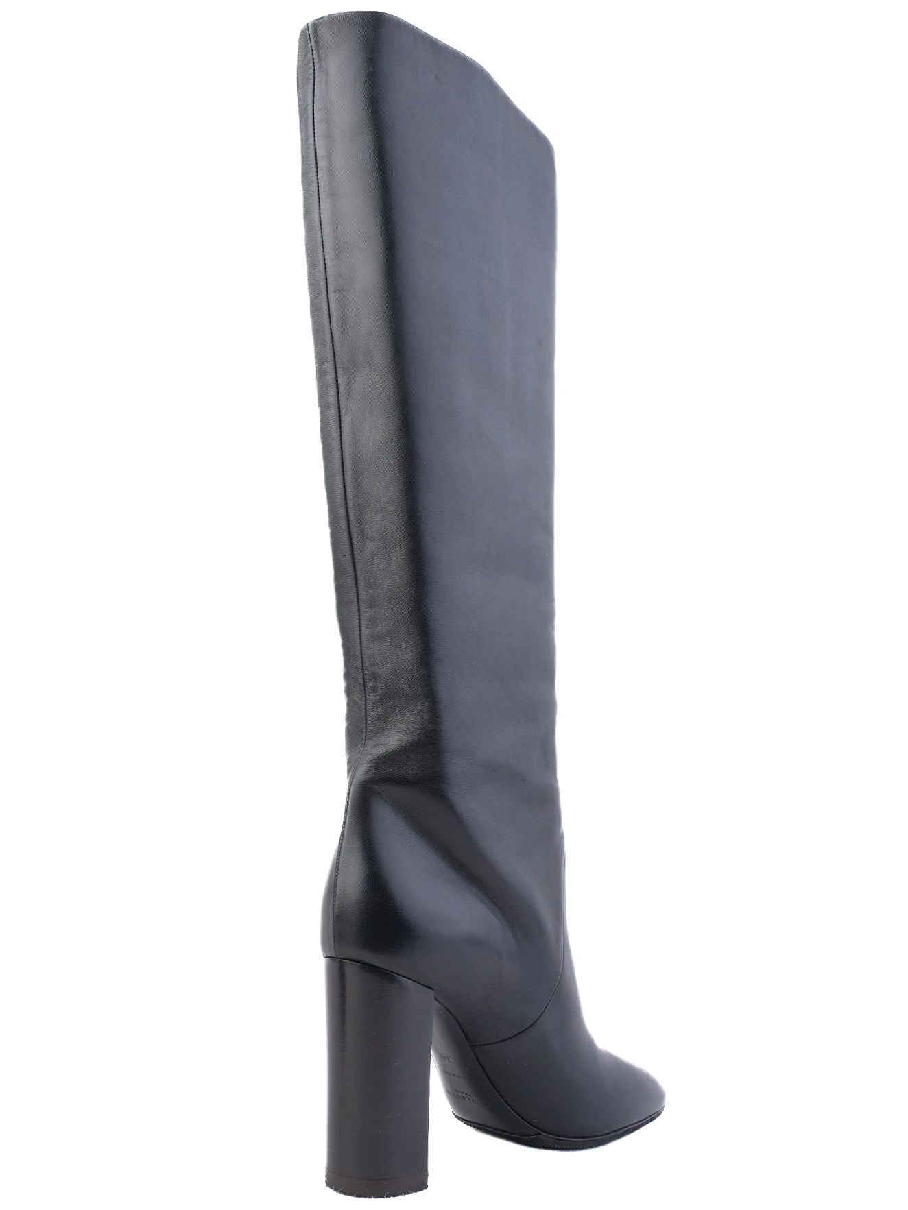 Excellent Saint Laurent Black Leather Knee-High High-Heels Size 36