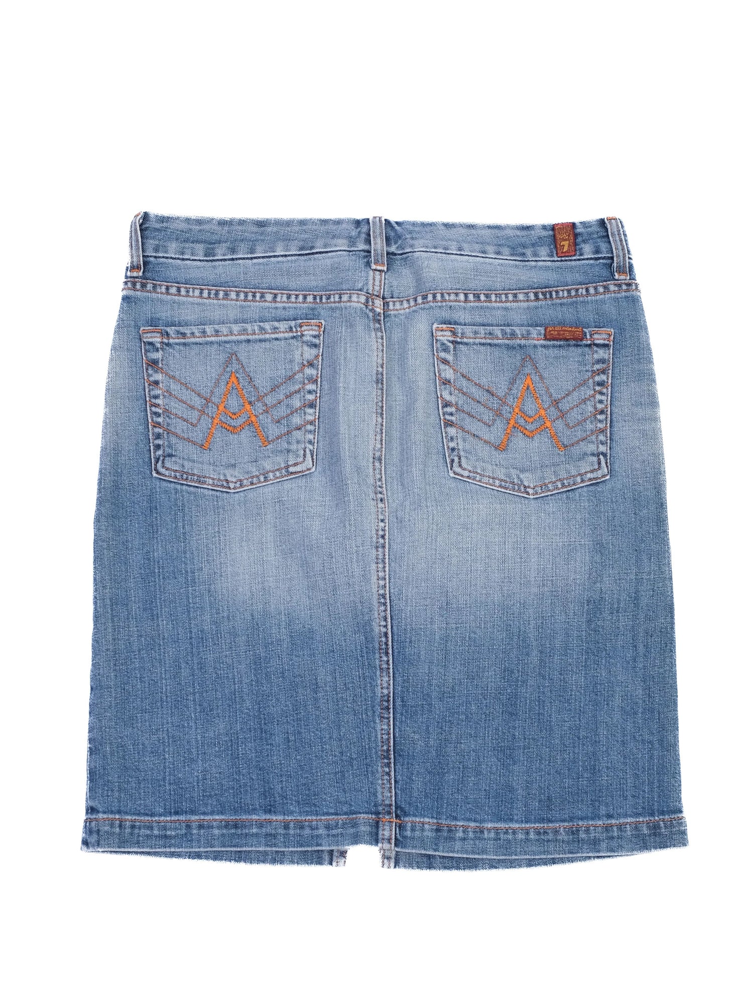 Excellent 7 For All Mankind Blue Denim Skirt Size M