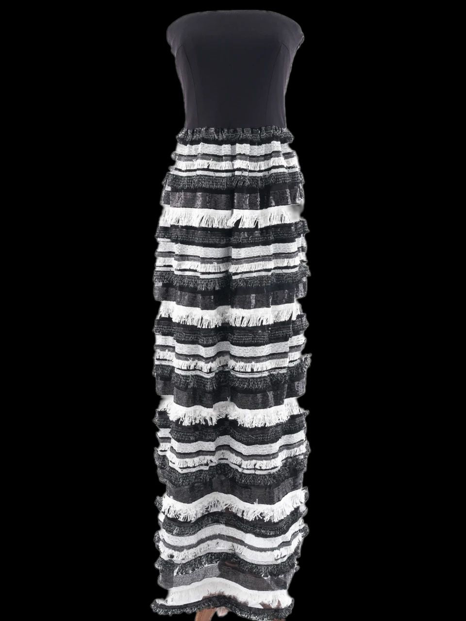 Atos Lombardini Strapless Dress Black White Size L Excellent Condition