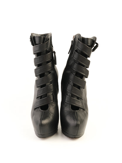 Giuseppe Zanotti Black Ankle Boots Leather Size 37.5 Excellent