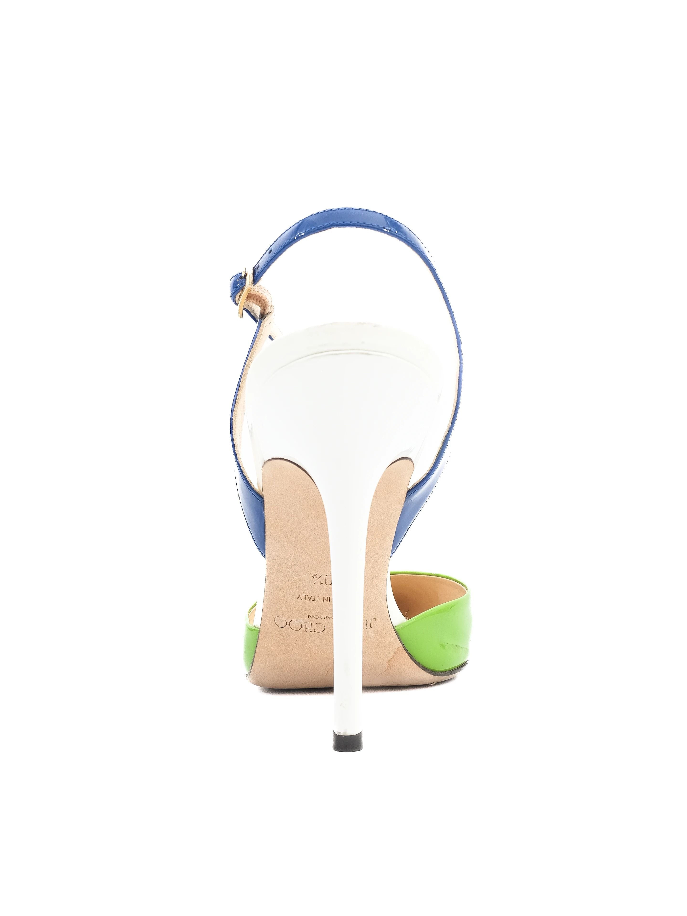 Jimmy Choo Green Leather Slingback High-Heeled Shoes Size 40.5