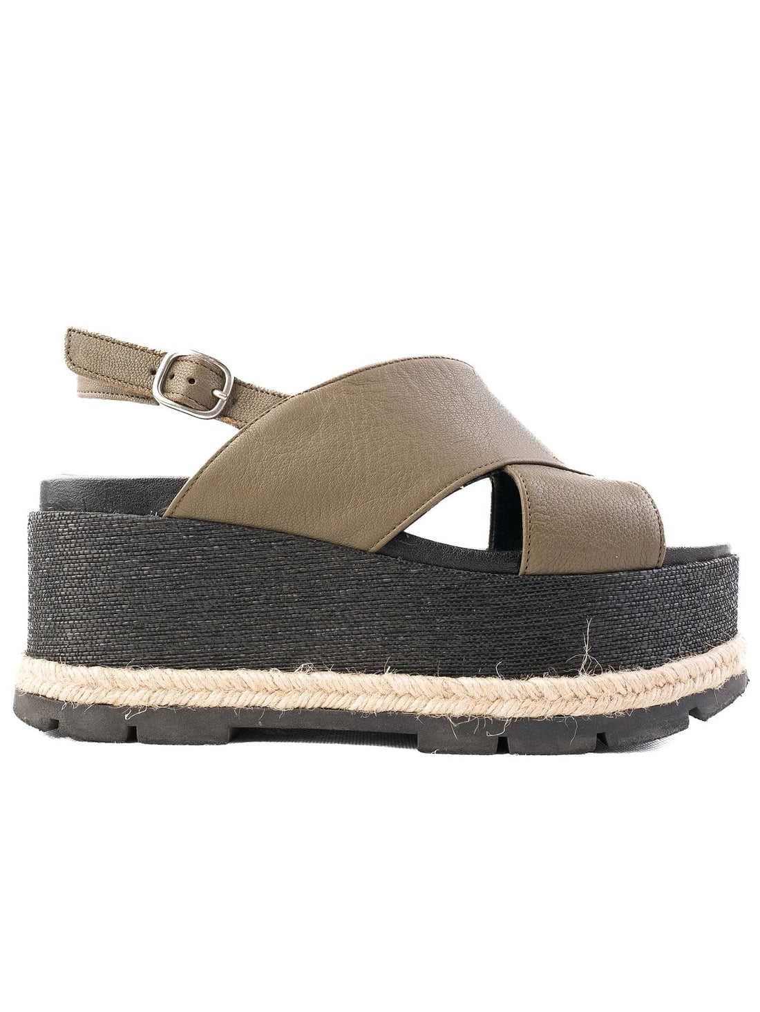 Excellent Jeannot Green Leather Platform Sandals Size 38