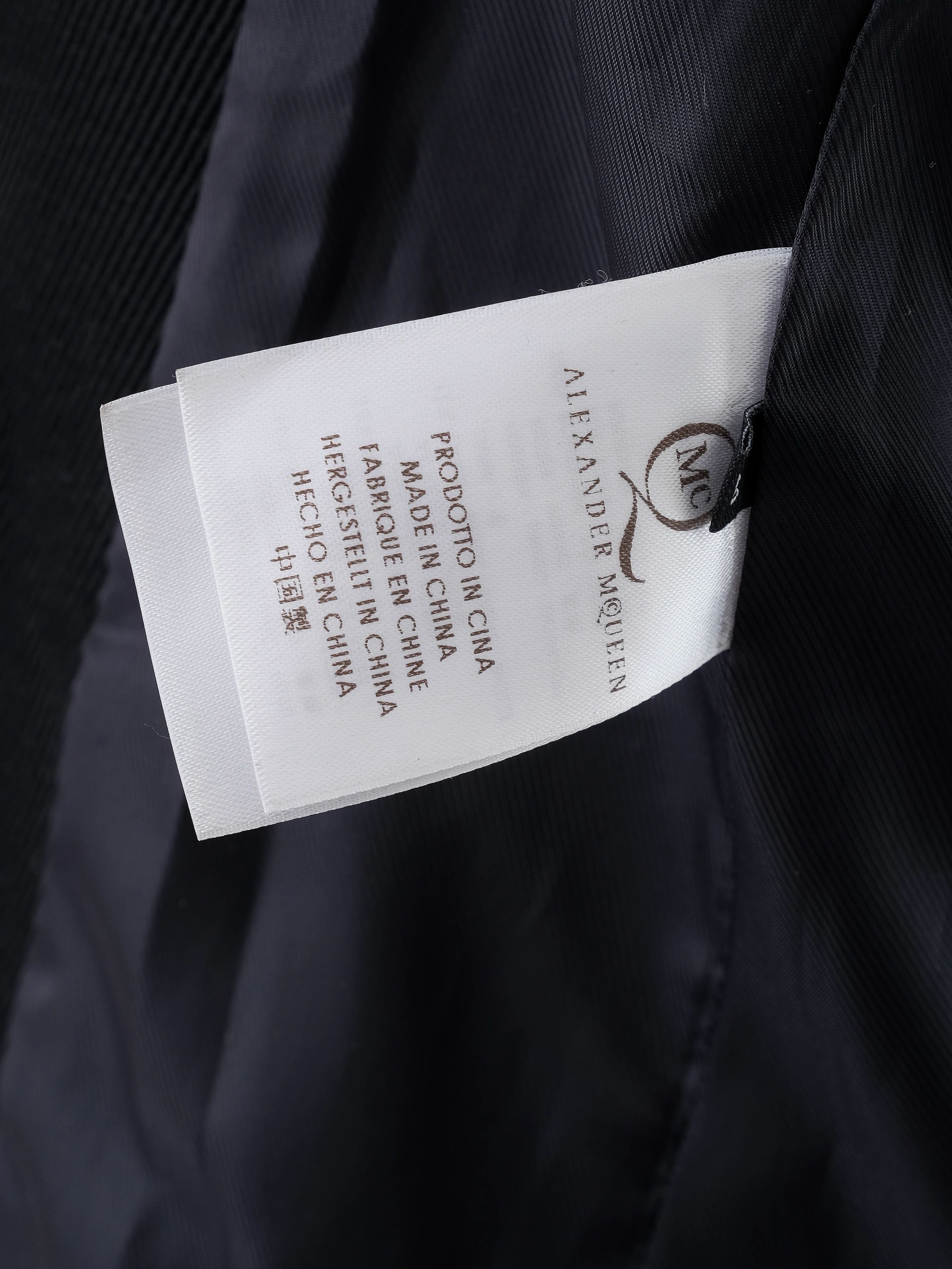 Excellent Alexander McQueen Black Wool Double-Breasted Coat Size M