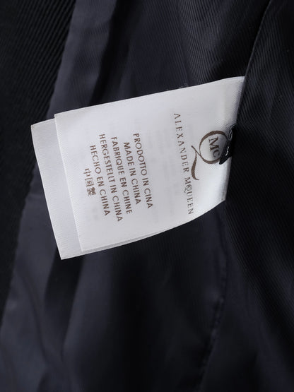 Excellent Alexander McQueen Black Wool Double-Breasted Coat Size M