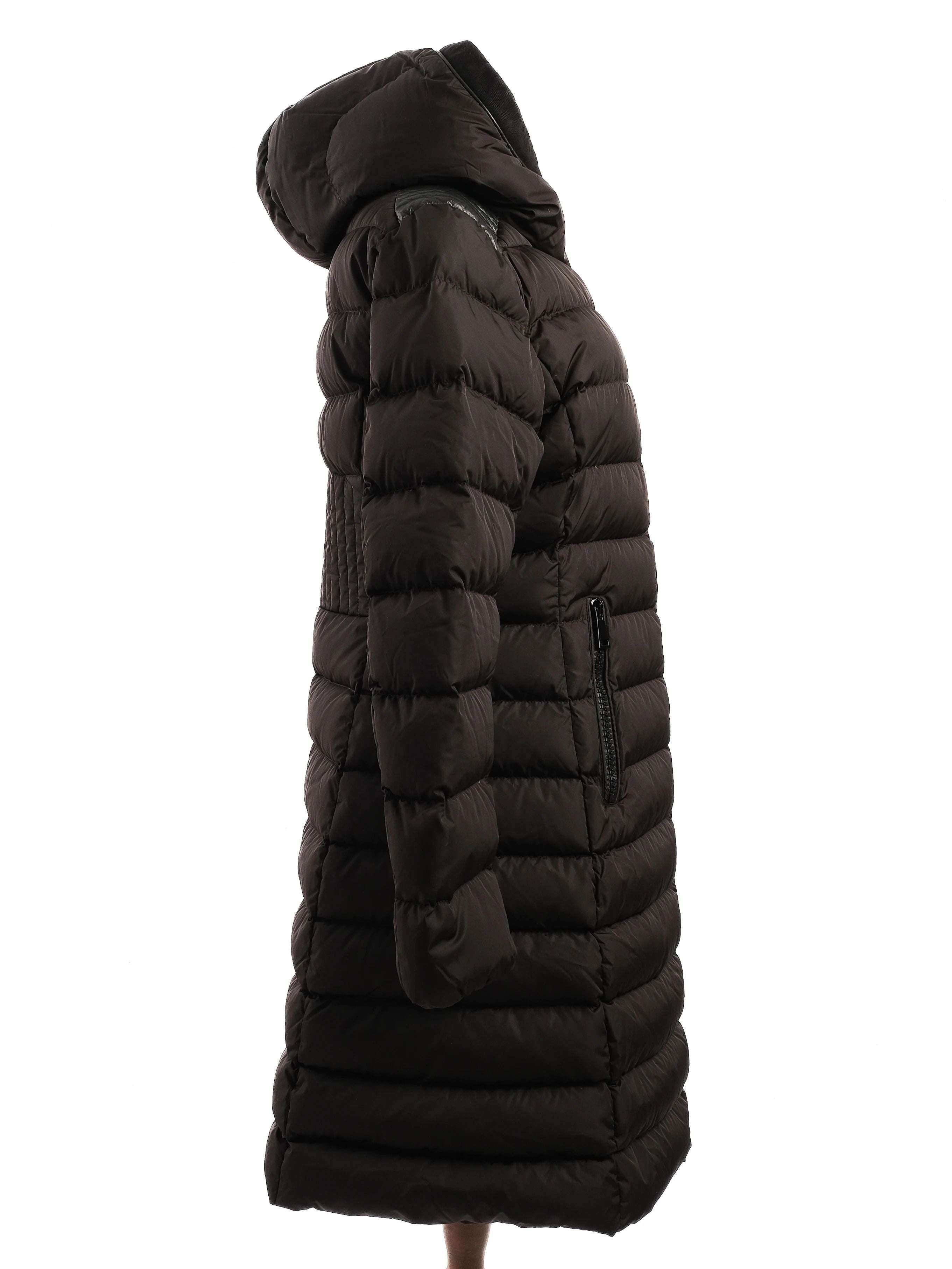 Perfect Moncler Blue Hooded Puffer Coat Nylon Women