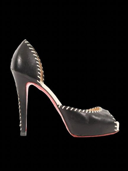 Excellent Christian Louboutin Black Leather High-Heeled Shoes Size 37.5