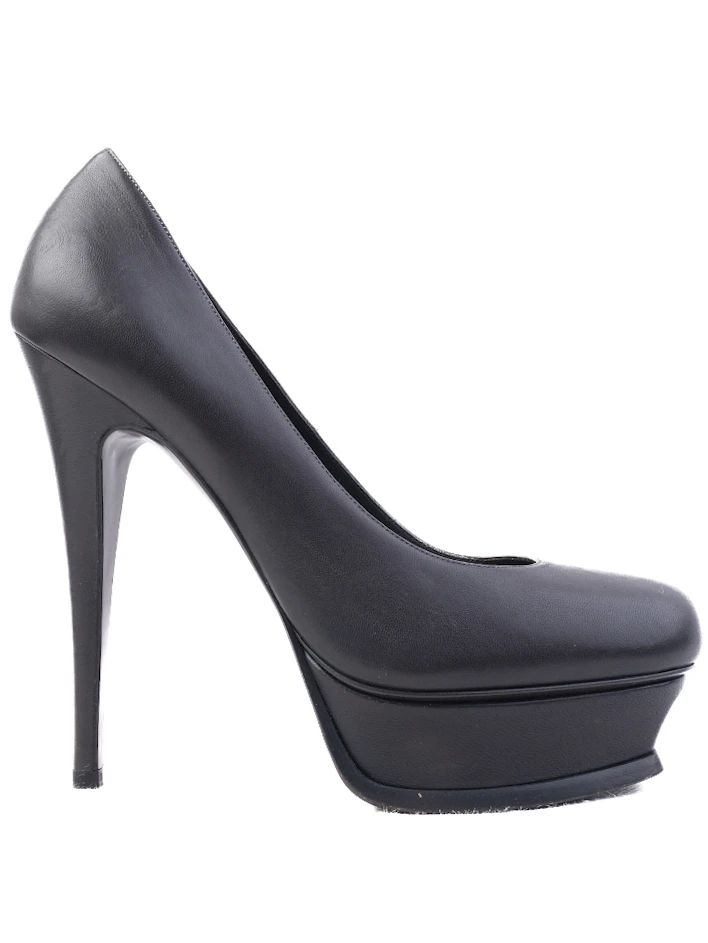Good Yves Saint Laurent Gray Leather High-Heeled Platform Shoes