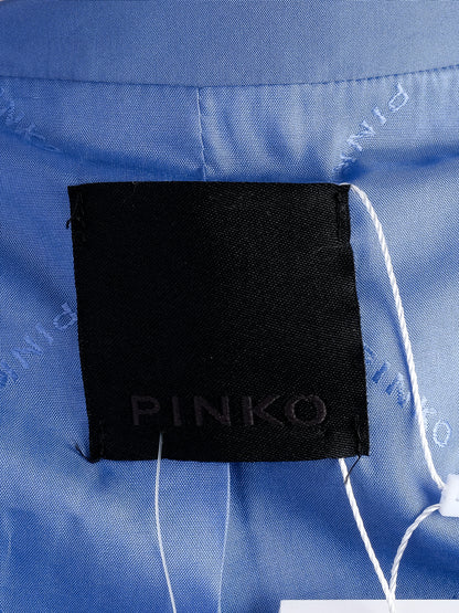 Excellent Pinko Blue Trench Coat Size M with Ruffled Collar