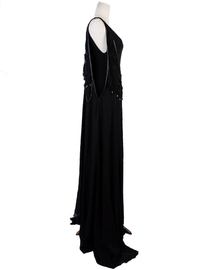 Augustin Teboul Black Sleeveless Gown XS Elegant Embellishments