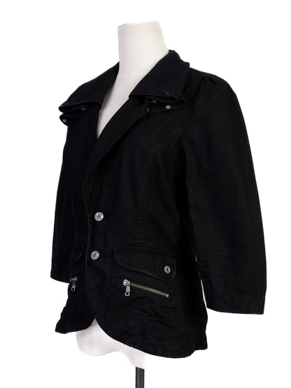 Excellent Diesel Black Cotton Jacket Size S with Tailored Fit